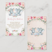 Twin Boy Meisje Olifant Roze Bloemen Thee Bring Bo Informatiekaartje (Voorkant / Achterkant)