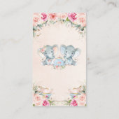 Twin Boy Meisje Olifant Roze Bloemen Thee Luier Informatiekaartje (Achterkant)