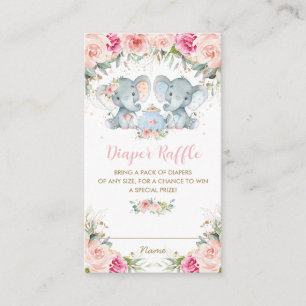 Twin Boy Meisje Olifant Roze Bloemen Thee Luier Informatiekaartje