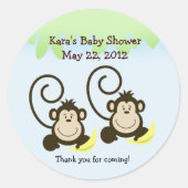 Twin Boy Monkey Baby shower Favor Sticker (Voorkant)