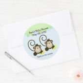 Twin Boy Monkey Baby shower Favor Sticker (Envelop)