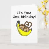 Twin Boy Monkeys tweede verjaardag Kaart (Gele Bloem)