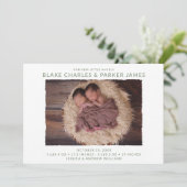 Twin Boy Photo Birth Aankondiging (Staand voorkant)