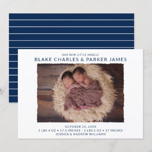 Twin Boy Photo Birth Aankondiging