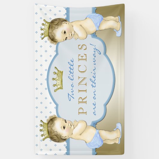 Twin Boy Prince Baby shower Spandoek (Verticaal)