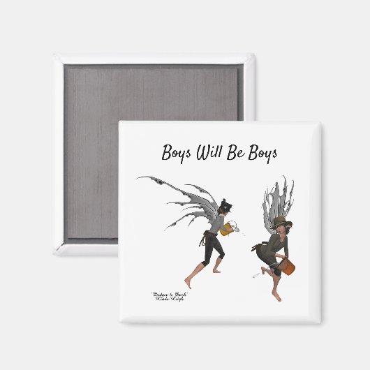 Twin Boy Rain Faeries Magnet (Voorkant / Achterkant)