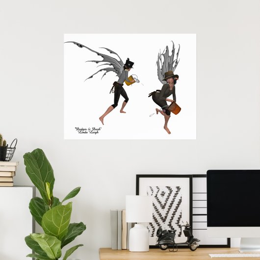 Twin Boy Rain Faeries Poster (Thuiskantoor)