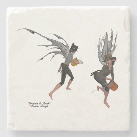 Twin Boy Rain Faeries Stone Onderzetter (Voorkant)