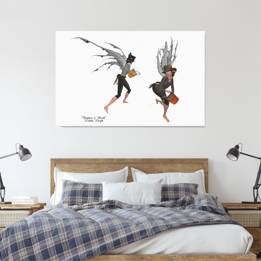 Twin Boy Rain Faeries Stretched Canvas Art (Insitu (Slaapkamer))