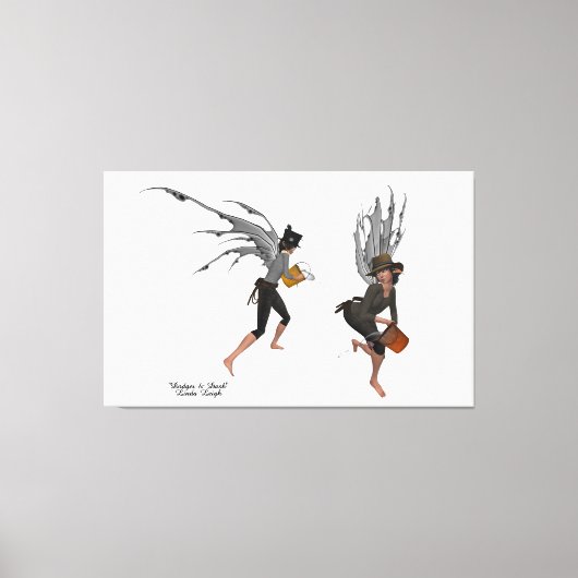 Twin Boy Rain Faeries Stretched Canvas Art (Voorkant)