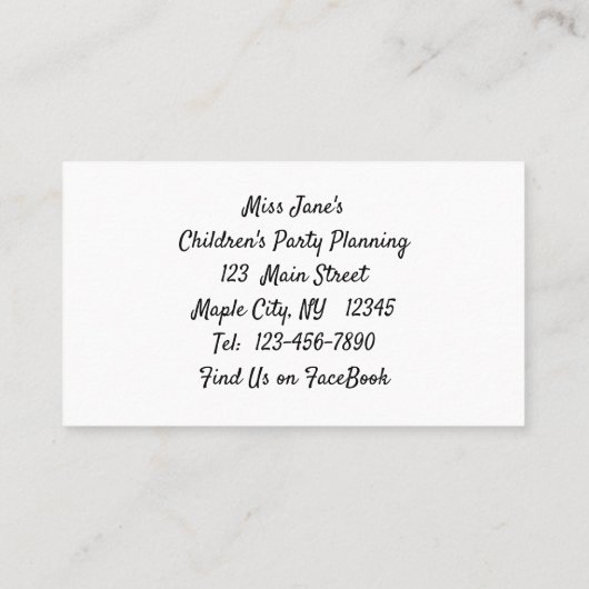 Twin Boy Rain Faeries Visitekaartje (Achterkant)