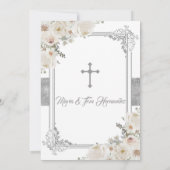 Twin Boy Silver Mexican Baptism Birthday Floral Kaart (Achterkant)