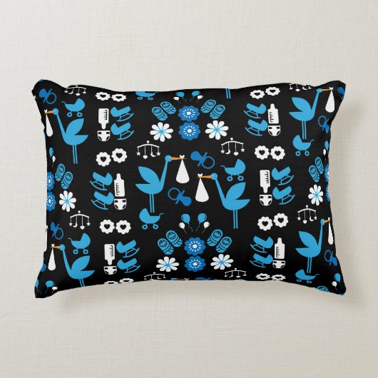 Twin Boy Stalk Delivery Blue Accent Kussen (Voorkant)