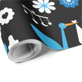 Twin Boy Stalk Delivery Blue Cadeaupapier (Rol Hoek)