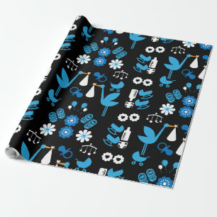 Twin Boy Stalk Delivery Blue Cadeaupapier