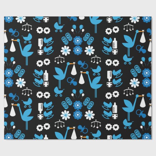 Twin Boy Stalk Delivery Blue Cadeaupapier (Vlak)