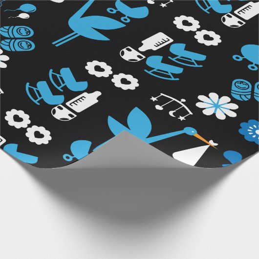Twin Boy Stalk Delivery Blue Cadeaupapier (Hoek)
