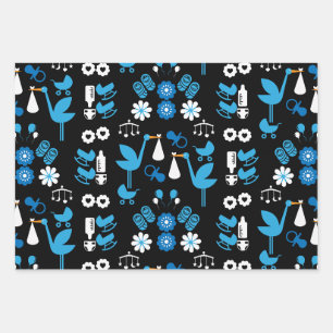 Twin Boy Stalk Delivery Blue Inpakpapier Vel