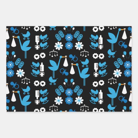 Twin Boy Stalk Delivery Blue Inpakpapier Vel (Voorkant)