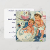 Twin Boy Swan Bubble Bath Baby shower Kaart (Voorkant / Achterkant)