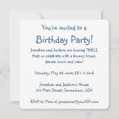  Twin Boy Swan Bubble Bath Verjaardagsfeestje Kaart (Achterkant)