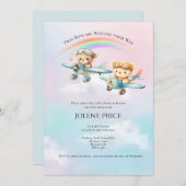 Twin Boy Teddies Baby shower Kaart (Voorkant / Achterkant)