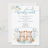 Twin Boy Teddy Bear we kunnen wachten Kaart (Voorkant)