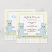 Twin Boy Teddy Bears Baby shower Invitation Kaart (Voorkant / Achterkant)
