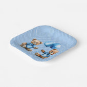 Twin Boy Teddy Bears op Polka Dots Papieren Bordje (Gebogen)