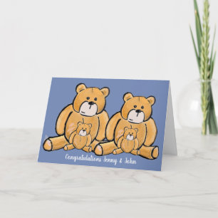 Twin boy teddy gefeliciteerd kaart