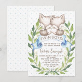 Twin Boy Woodland Fox Baby Shower Uitnodigingen (Voorkant / Achterkant)