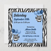 Twin Boy Zebra Print en Blue Baby shower Kaart (Achterkant)