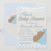 Twin Boys African American Baby shower Invitation Kaart (Voorkant / Achterkant)