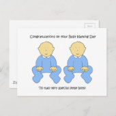 Twin Boys Baby Naming Day Gefeliciteerd. Briefkaart (Voorkant / Achterkant)