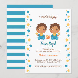 Twin Boys Baby shower 2 Kaart