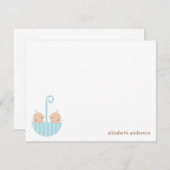 Twin Boys Baby shower Bedankt kaarten Notitiekaartje (Voorkant / Achterkant)