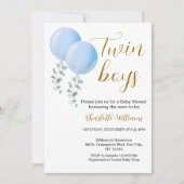 Twin Boys Baby shower bewerkbare uitnodiging (Voorkant)