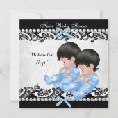 Twin Boys Baby shower Cute Boy Blue Kaart (Voorkant)