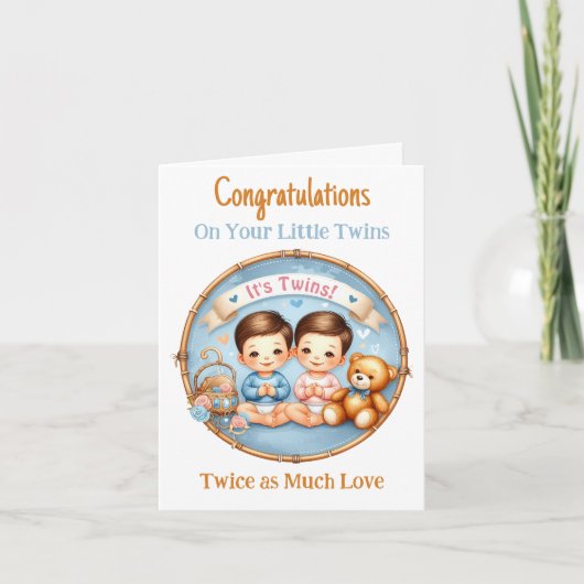 Twin Boys Baby shower Gefeliciteerd Nieuwe Ouder (Voorkant)