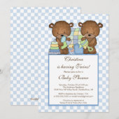 Twin Boys Baby shower Invitation Beer Blue Kaart (Voorkant / Achterkant)