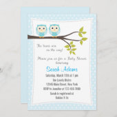Twin Boys Baby shower Invitation Blue Kaart (Voorkant / Achterkant)