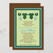 Twin Boys Baby shower Invitation Kaart (Voorkant / Achterkant)