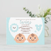 Twin Boys Baby shower Invitation Kaart (Staand voorkant)
