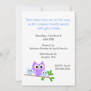 Twin Boys Baby shower Invitation Kaart