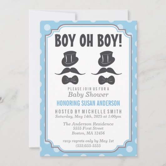 Twin Boys Baby shower Invitation Kaart (Voorkant)