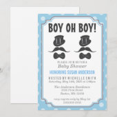 Twin Boys Baby shower Invitation Kaart (Voorkant / Achterkant)