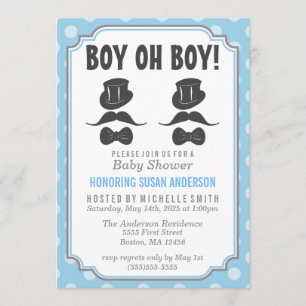 Twin Boys Baby shower Invitation Kaart