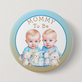 Twin Boy's Baby shower mama om te zijn Ronde Button 7,6 Cm