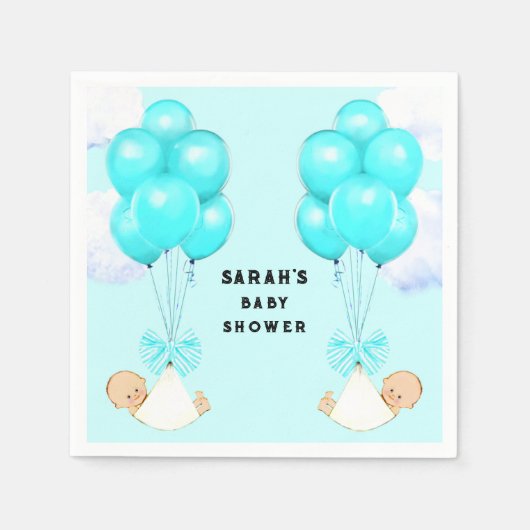 Twin Boys Baby shower Napkins Servet (Voorkant)