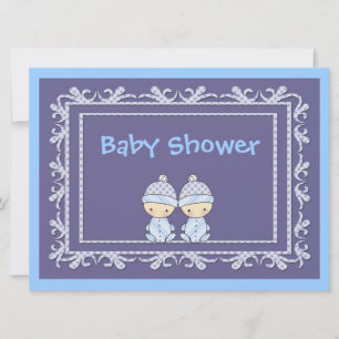 Twin Boys Baby shower Nodig Blauw uit Kaart